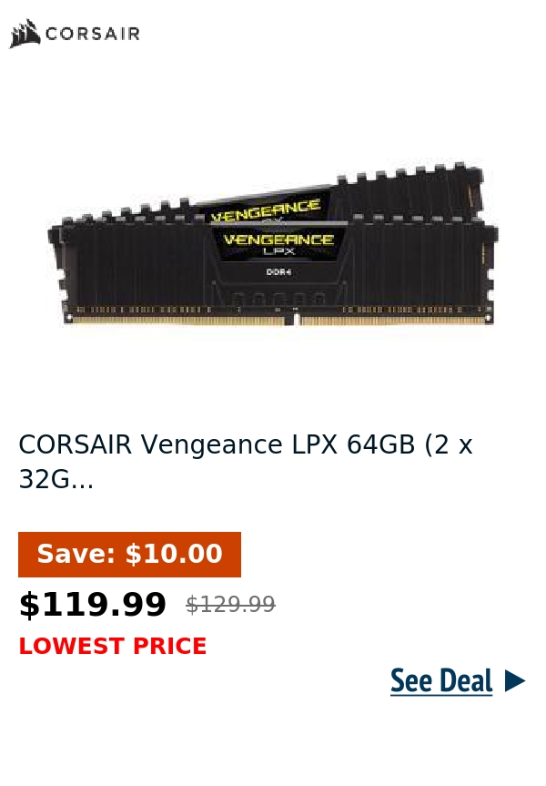 CORSAIR Vengeance LPX 64GB (2 x 32G...