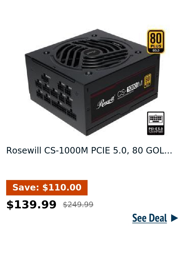 Rosewill CS-1000M PCIE 5.0, 80 GOL...