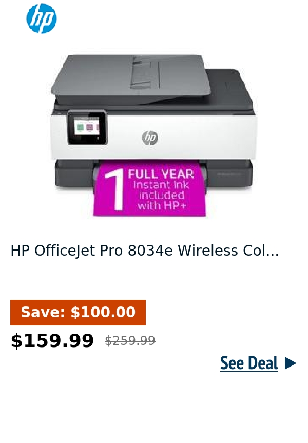 HP OfficeJet Pro 8034e Wireless Col...