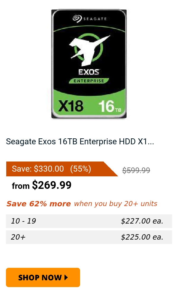 Seagate Exos 16TB Enterprise HDD X1...