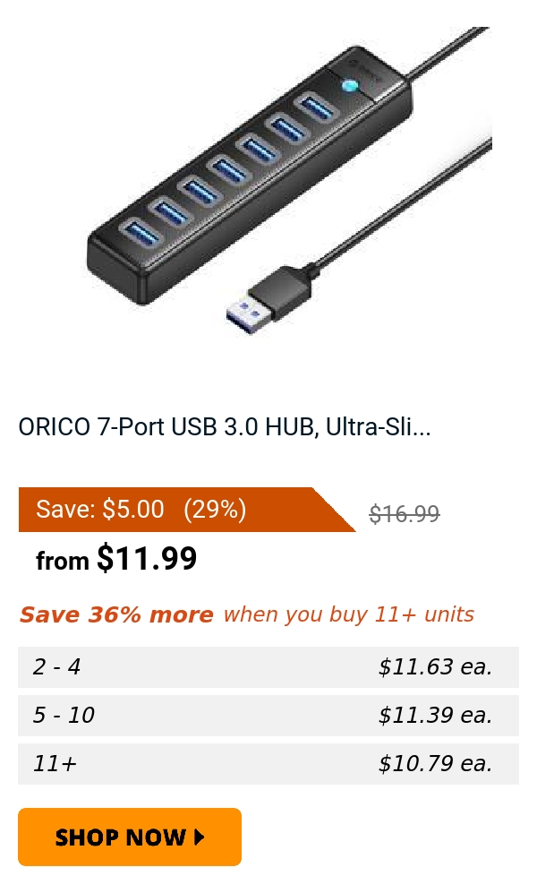 ORICO 7-Port USB 3.0 HUB, Ultra-Sli...