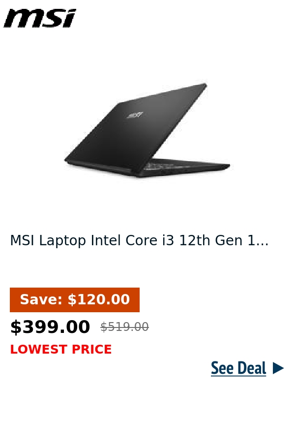 MSI Laptop Intel Core i3 12th Gen 1...