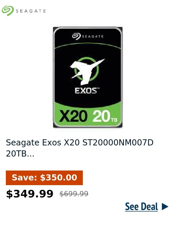 Seagate Exos X20 ST20000NM007D 20TB...