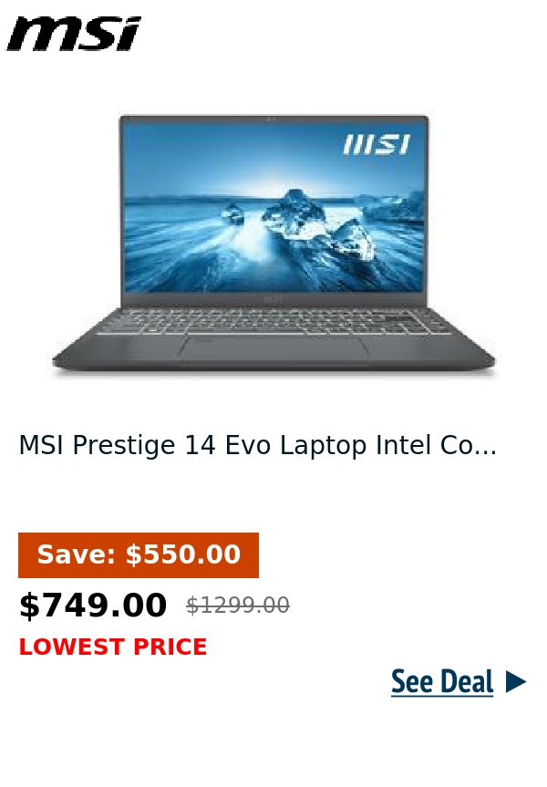 MSI Prestige 14 Evo Laptop Intel Co...