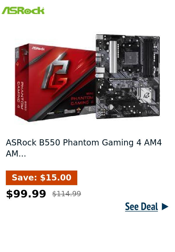 ASRock B550 Phantom Gaming 4 AM4 AM...