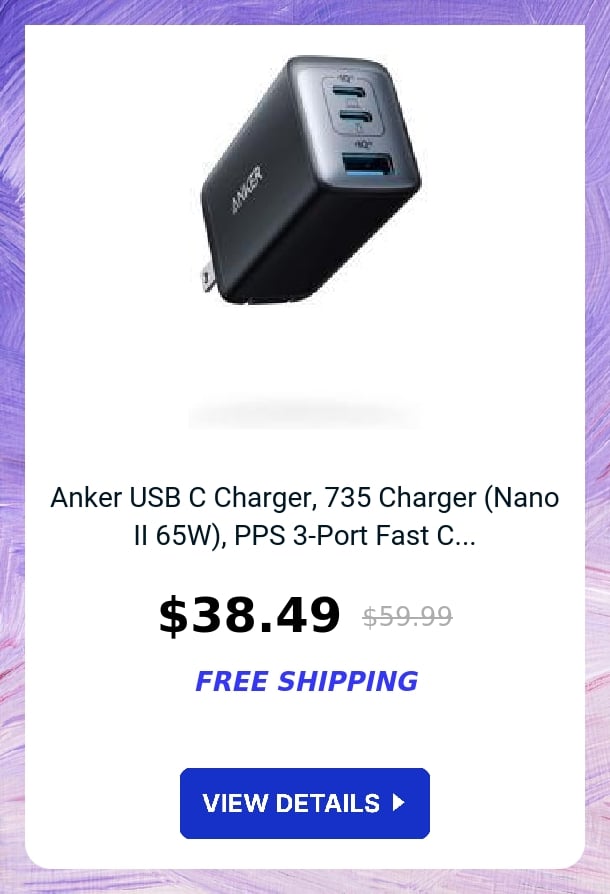 Anker USB C Charger, 735 Charger (Nano II 65W), PPS 3-Port Fast C...