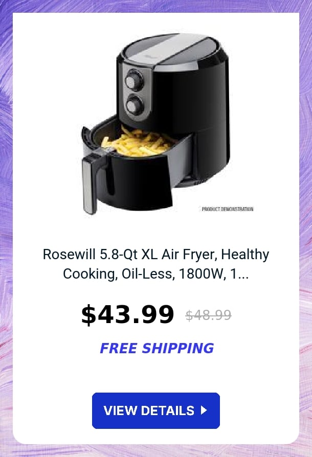 Rosewill 5.8-Qt XL Air Fryer, Healthy Cooking, Oil-Less, 1800W, 1...