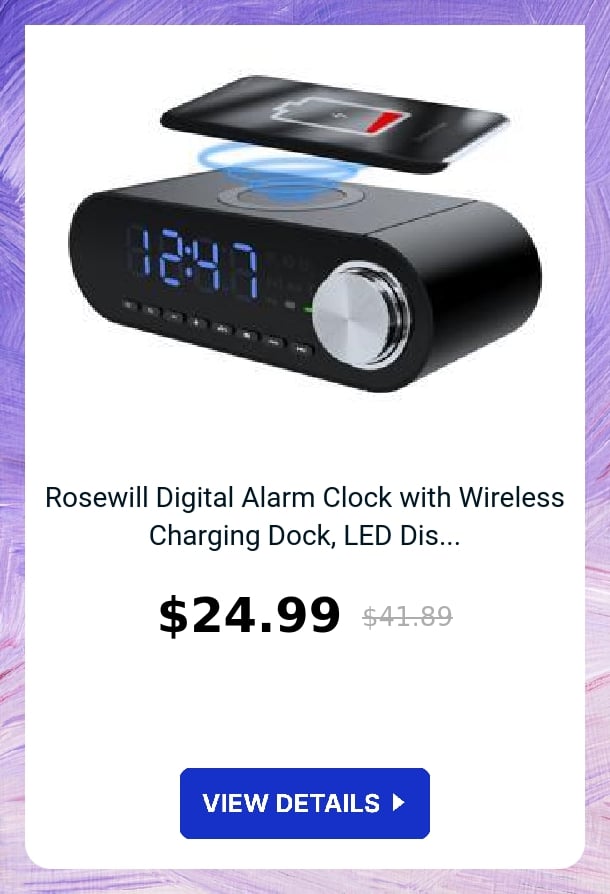 Rosewill Digital Alarm Clock with Wireless Charging Dock, LED Dis...