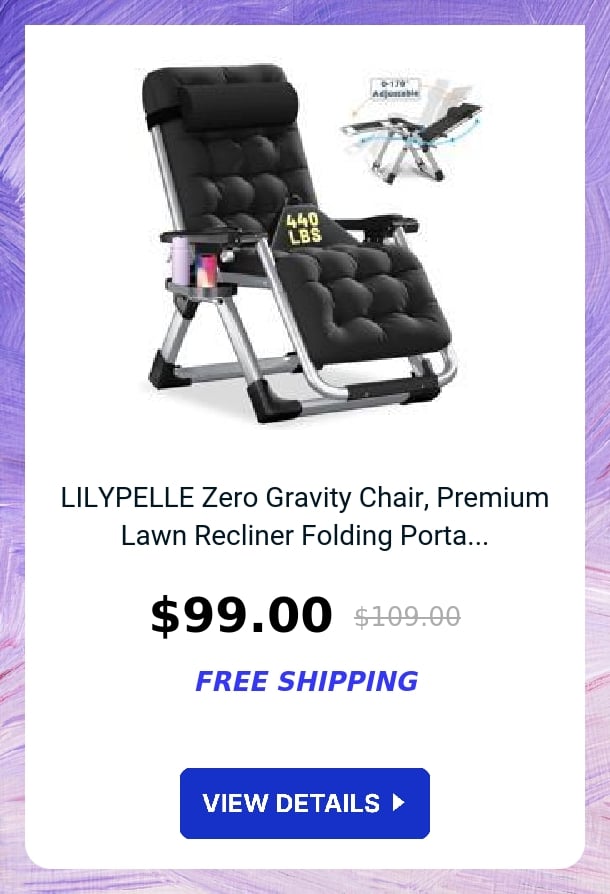 LILYPELLE Zero Gravity Chair, Premium Lawn Recliner Folding Porta...