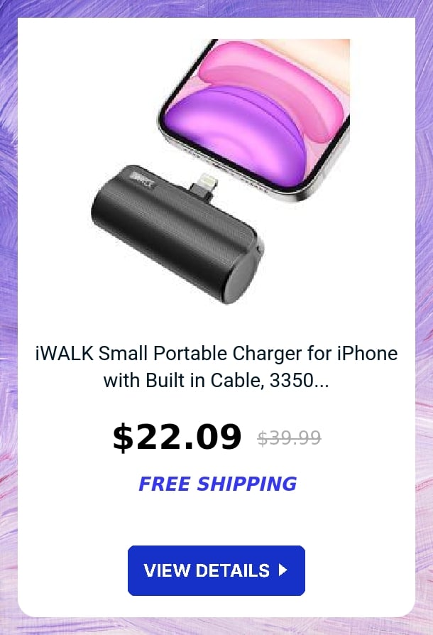 iWALK Small Portable Charger for iPhone with Built in Cable, 3350...