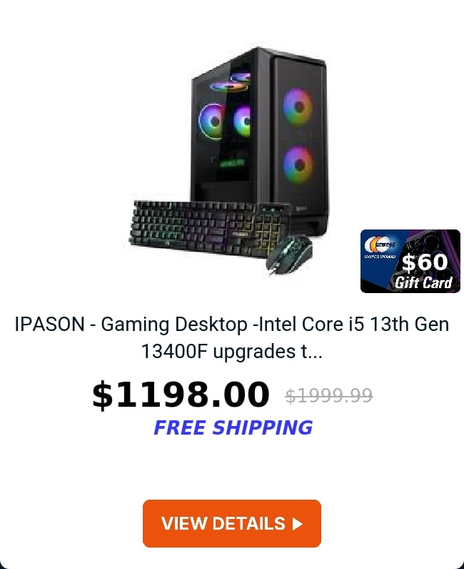 IPASON - Gaming Desktop -Intel Core i5 13th Gen 13400F upgrades t...