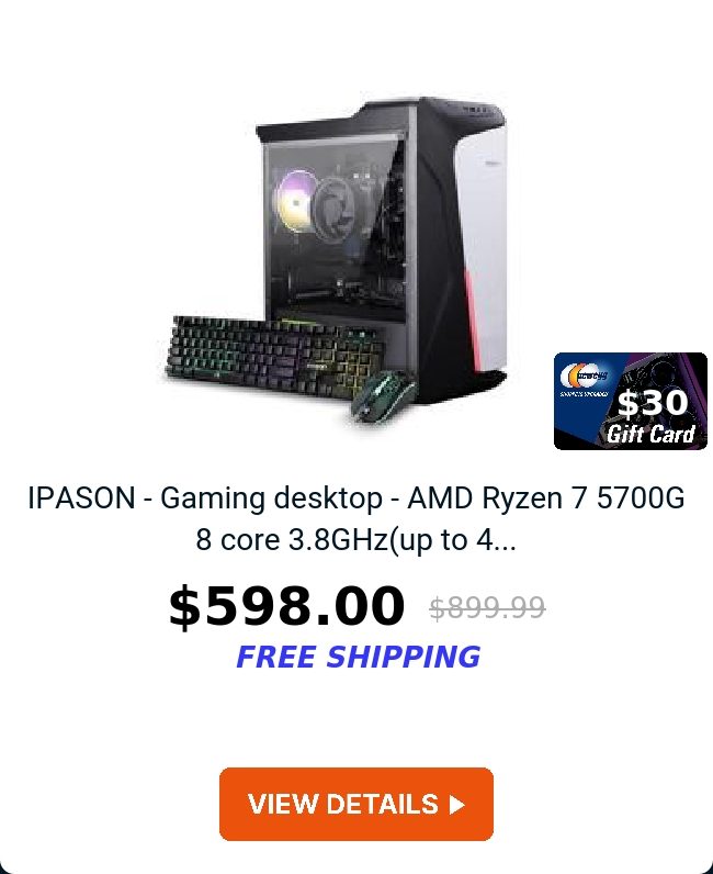 IPASON - Gaming desktop - AMD Ryzen 7 5700G 8 core 3.8GHz(up to 4...