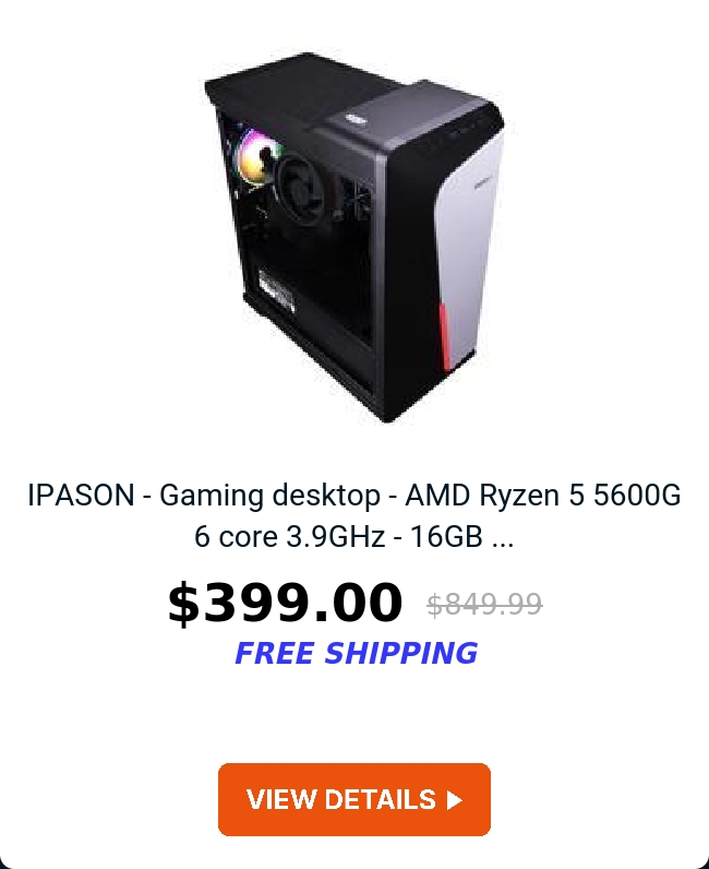 IPASON - Gaming desktop - AMD Ryzen 5 5600G 6 core 3.9GHz - 16GB ...