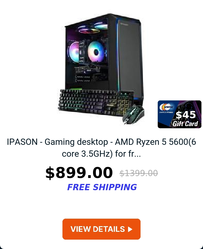 IPASON - Gaming desktop - AMD Ryzen 5 5600(6 core 3.5GHz) for fr...