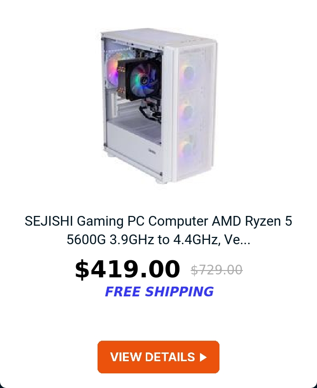 SEJISHI Gaming PC Computer AMD Ryzen 5 5600G 3.9GHz to 4.4GHz, Ve...