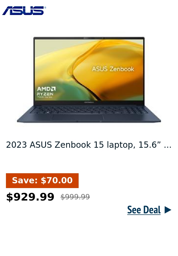 2023 ASUS Zenbook 15 laptop, 15.6” ...