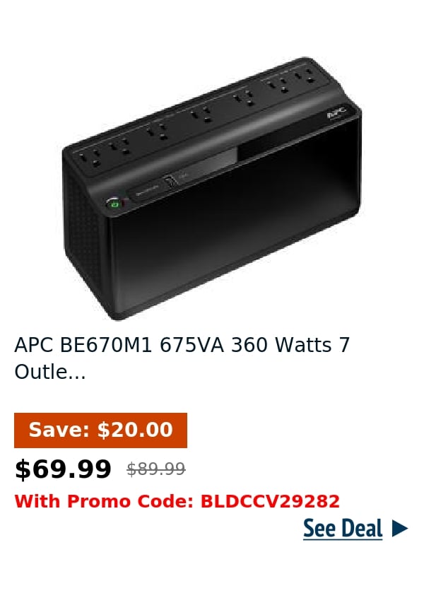 APC BE670M1 675VA 360 Watts 7 Outle...