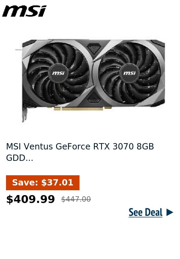 MSI Ventus GeForce RTX 3070 8GB GDD...