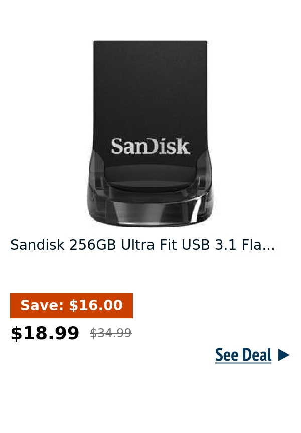 Sandisk 256GB Ultra Fit USB 3.1 Fla...