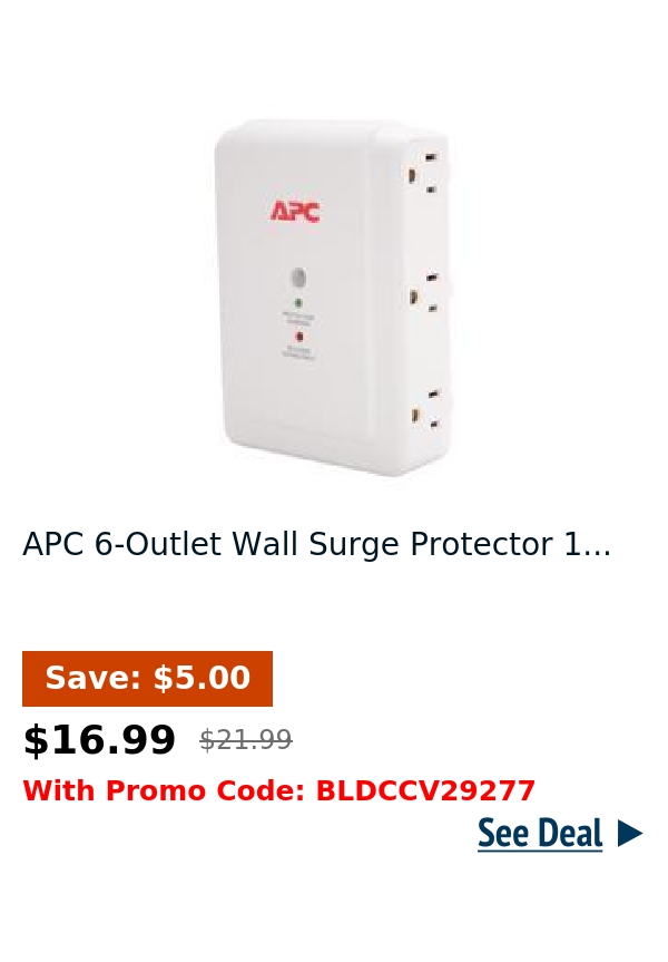 APC 6-Outlet Wall Surge Protector 1...