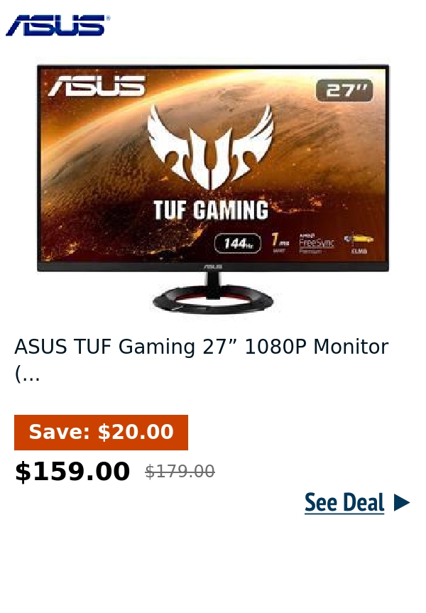 ASUS TUF Gaming 27” 1080P Monitor (...