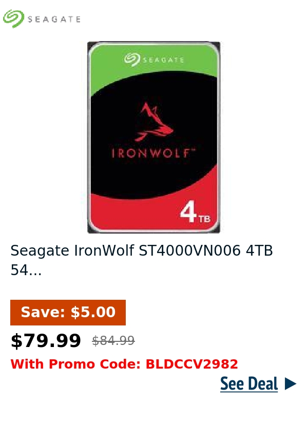 Seagate IronWolf ST4000VN006 4TB 54...