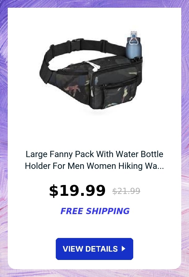 Large Fanny Pack With Water Bottle Holder For Men Women Hiking Wa...