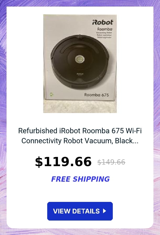 Refurbished iRobot Roomba 675 Wi-Fi Connectivity Robot Vacuum, Black...