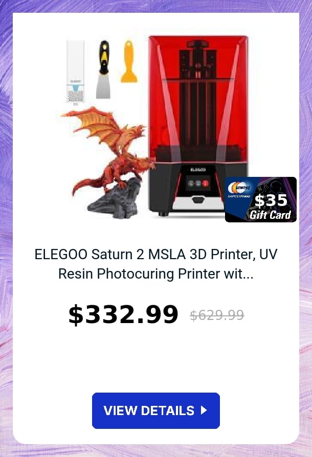 ELEGOO Saturn 2 MSLA 3D Printer, UV Resin Photocuring Printer wit...