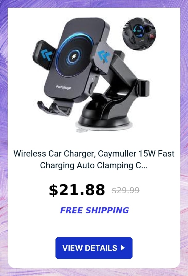 Wireless Car Charger, Caymuller 15W Fast Charging Auto Clamping C...