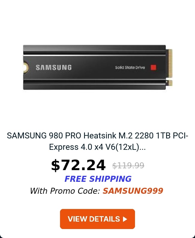 SAMSUNG 980 PRO Heatsink M.2 2280 1TB PCI-Express 4.0 x4 V6(12xL)...