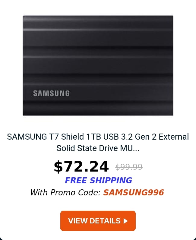 SAMSUNG T7 Shield 1TB USB 3.2 Gen 2 External Solid State Drive MU...