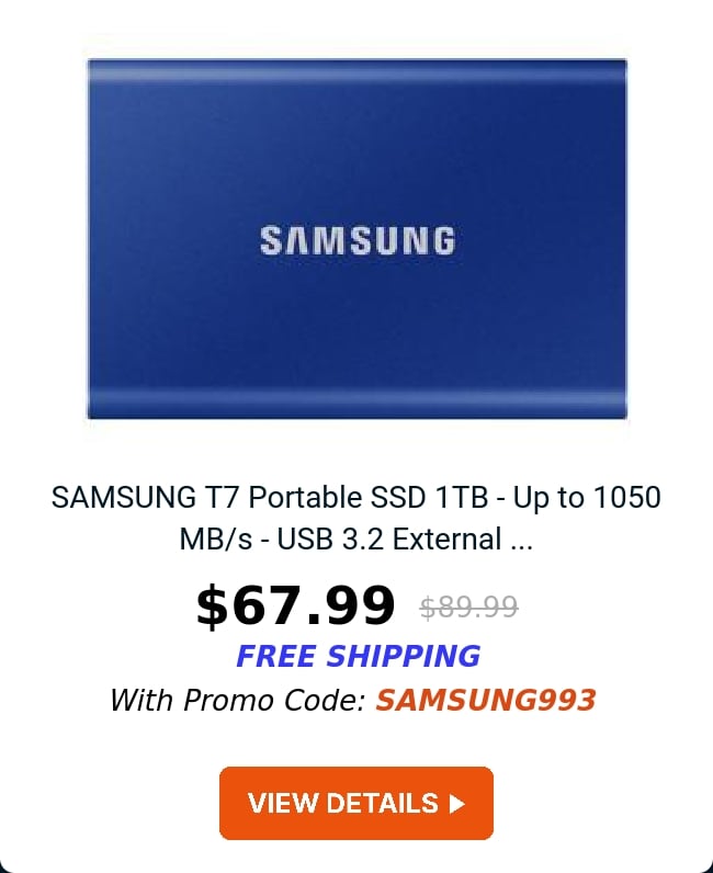 SAMSUNG T7 Portable SSD 1TB - Up to 1050 MB/s - USB 3.2 External ...