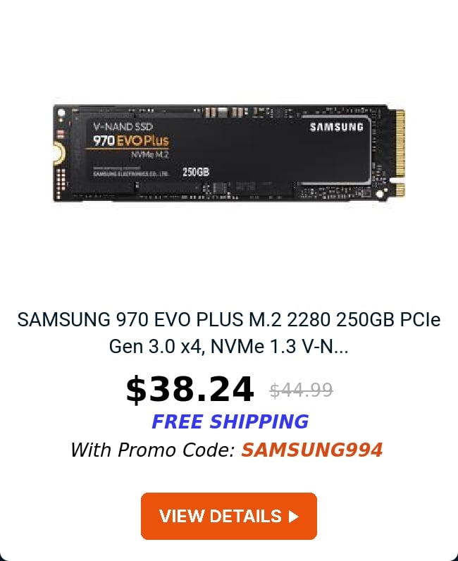 SAMSUNG 970 EVO PLUS M.2 2280 250GB PCIe Gen 3.0 x4, NVMe 1.3 V-N...