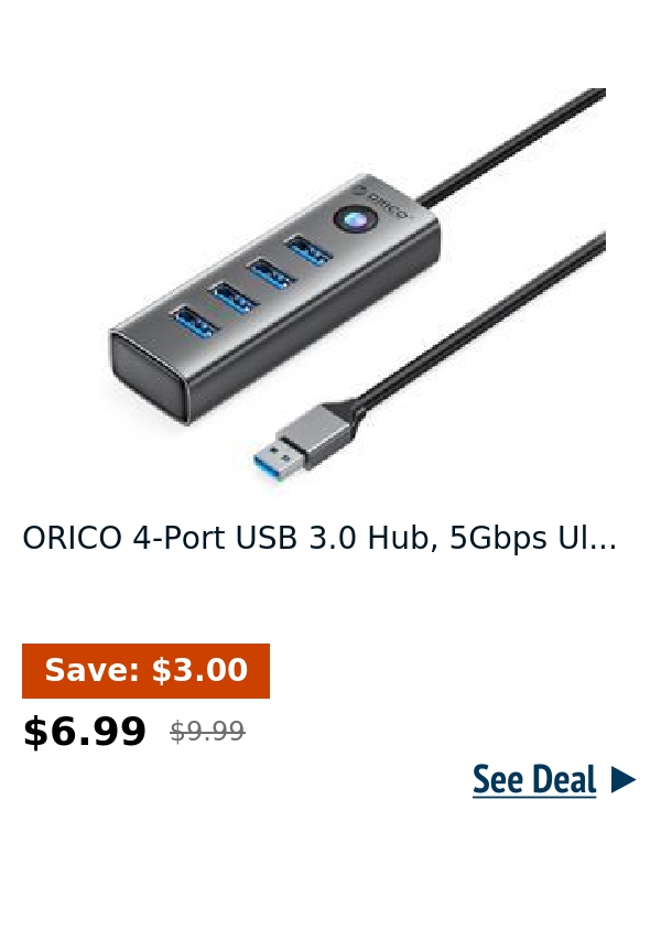 ORICO 4-Port USB 3.0 Hub, 5Gbps Ul...