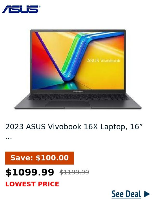 2023 ASUS Vivobook 16X Laptop, 16” ...