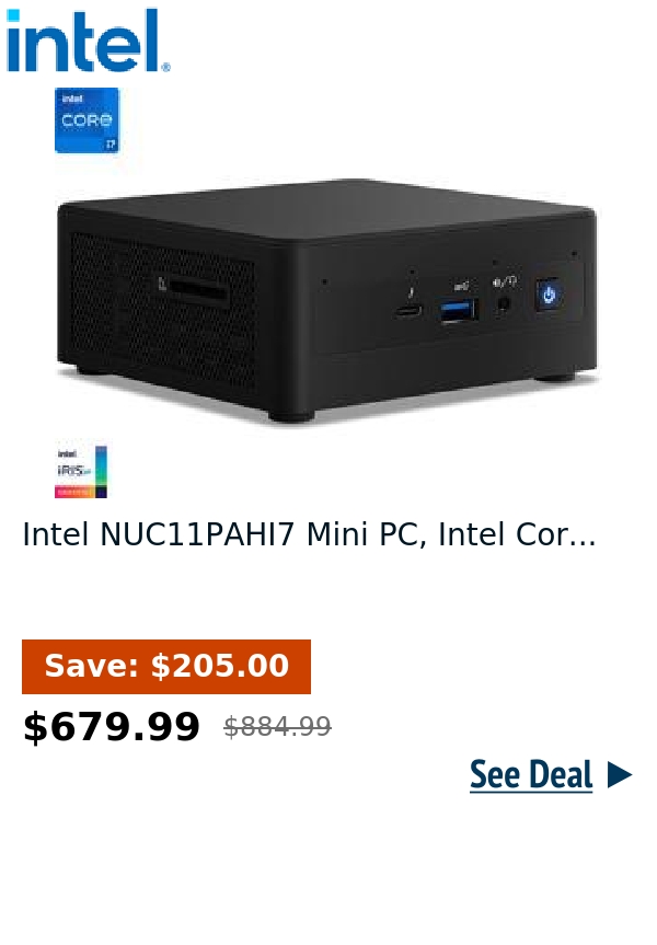 Intel NUC11PAHI7 Mini PC, Intel Cor...