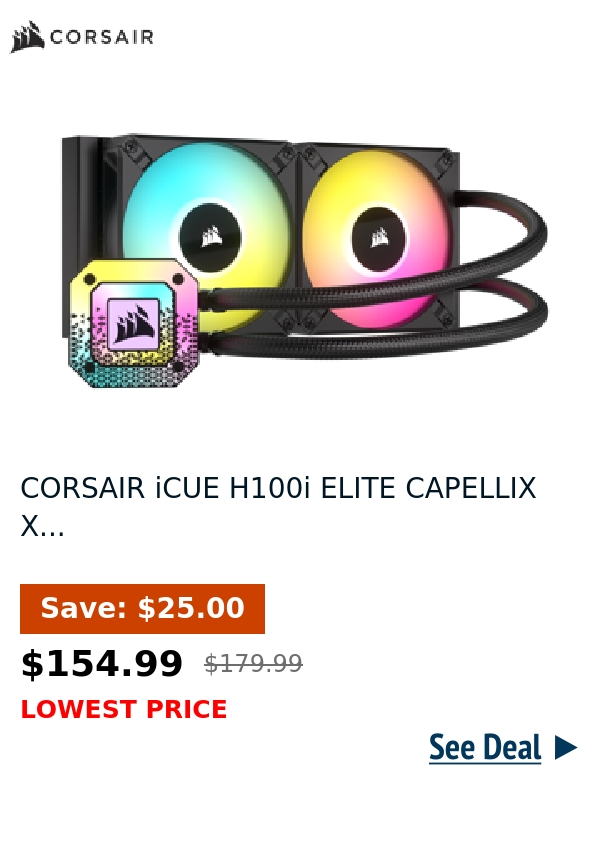 CORSAIR iCUE H100i ELITE CAPELLIX X...