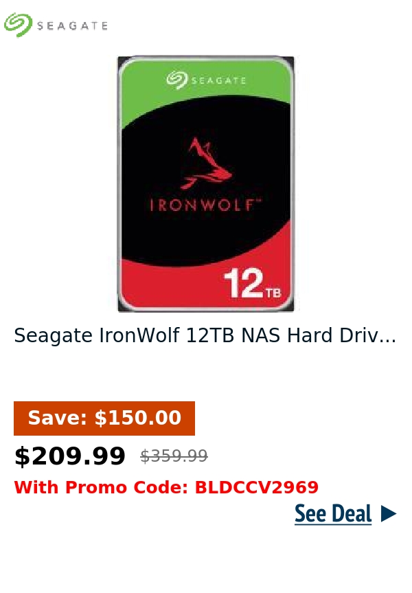 Seagate IronWolf 12TB NAS Hard Driv...