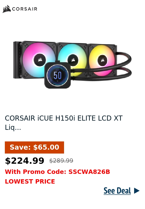 CORSAIR iCUE H150i ELITE LCD XT Liq...