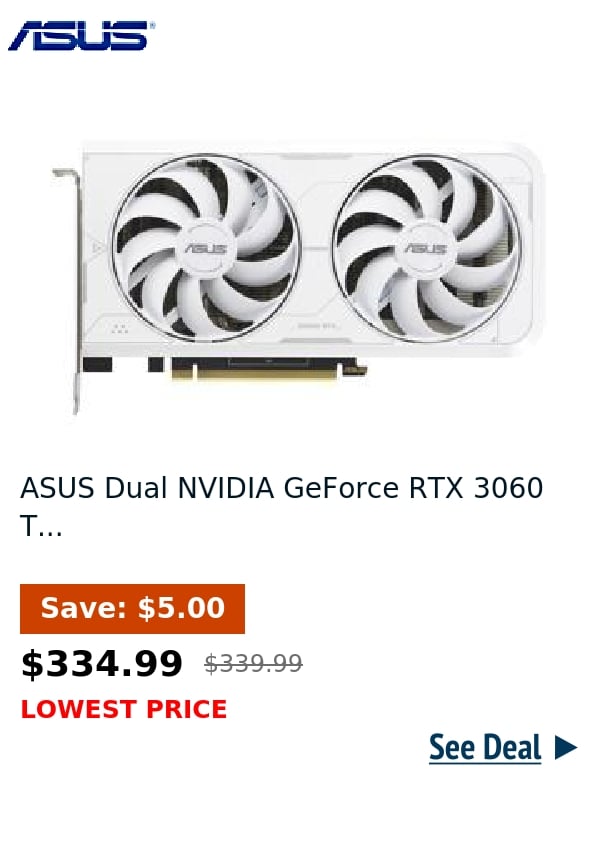 ASUS Dual NVIDIA GeForce RTX 3060 T...