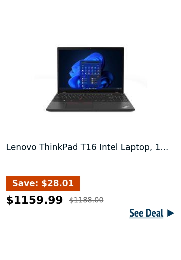 Lenovo ThinkPad T16 Intel Laptop, 1...