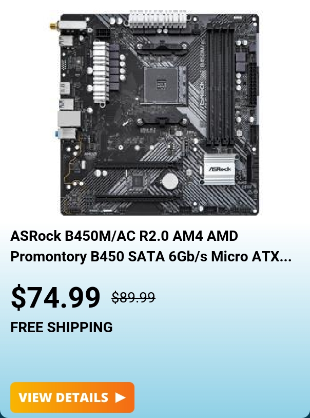 ASRock B450M/AC R2.0 AM4 Micro ATX AMD Motherboard 