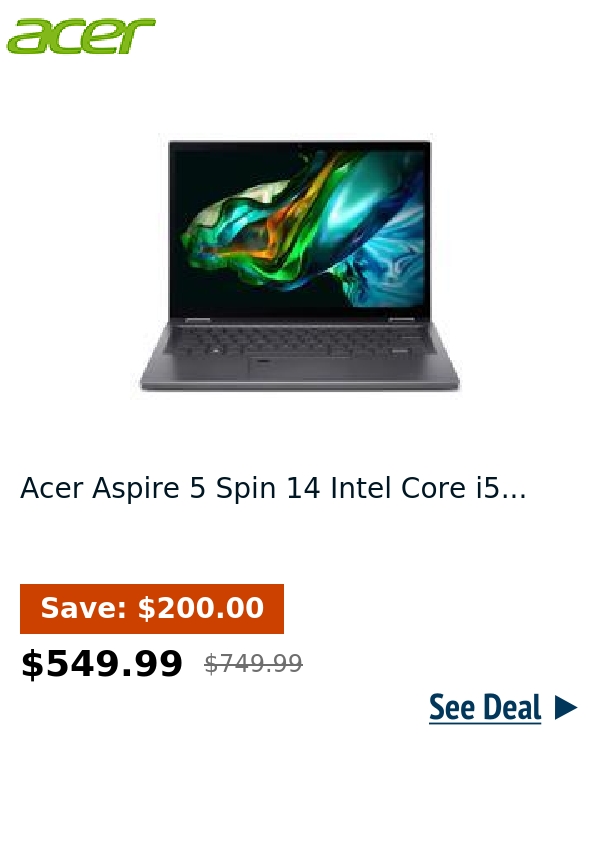 Acer Aspire 5 Spin 14 Intel Core i5...