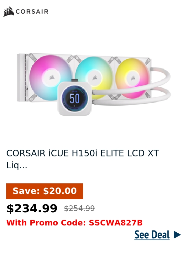 CORSAIR iCUE H150i ELITE LCD XT Liq...