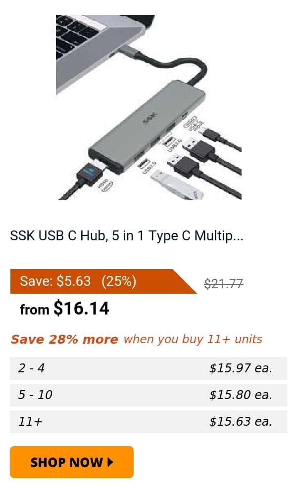 SSK USB C Hub, 5 in 1 Type C Multip...