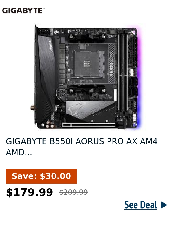 GIGABYTE B550I AORUS PRO AX AM4 AMD...