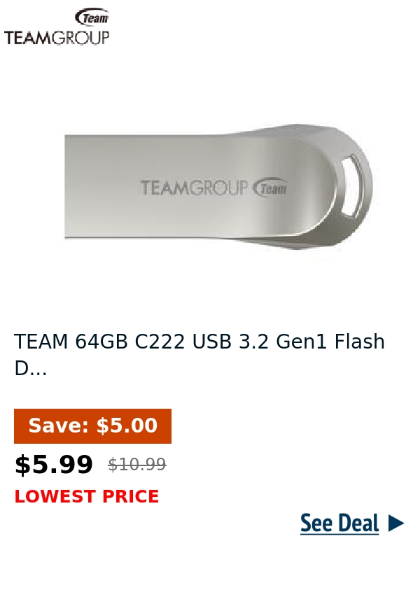 TEAM 64GB C222 USB 3.2 Gen1 Flash D...