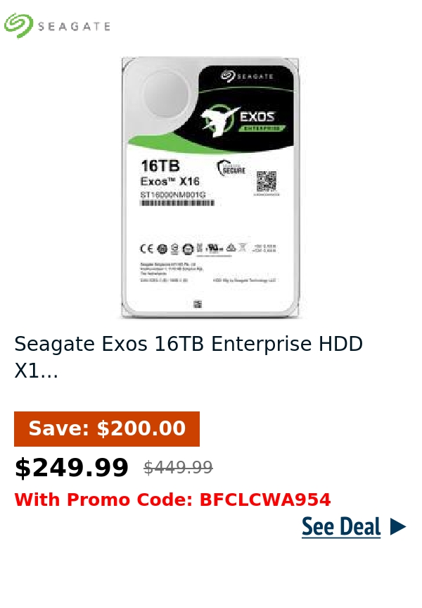 Seagate Exos 16TB Enterprise HDD X1...