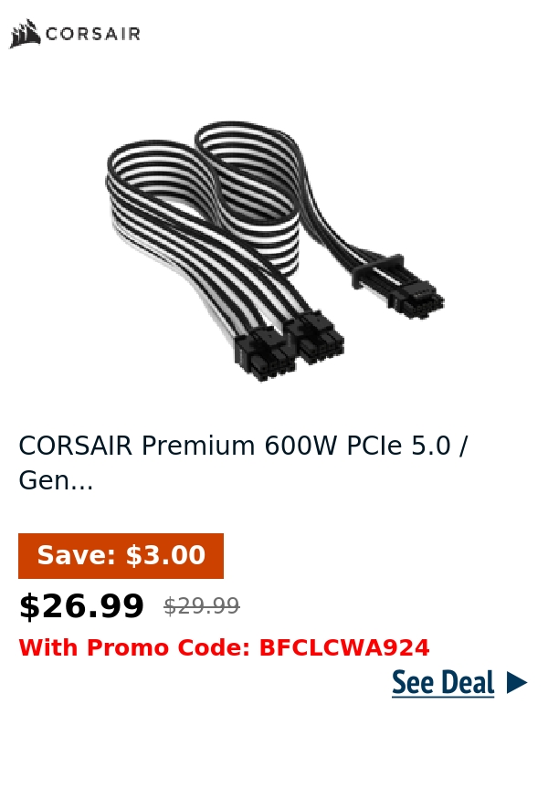 CORSAIR Premium 600W PCIe 5.0 / Gen...